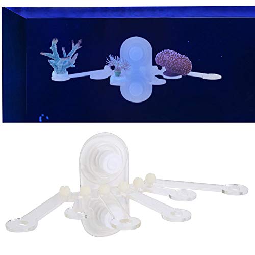 Pssopp Acrílico Acuario Coral Rack Soporte para Tanque de Peces Transparente Soporte Coral Frag Plugs Rack Tanque de Peces Vivo Ventosa Soporte con Seis Garras