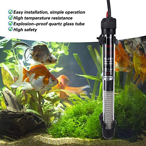 Pssopp Calentador de Acuario Calentador de Agua Sumergible de Vidrio para Tanque de Peces de 100 W con Temperatura Ajustable para Calentador Tropical Marino de Agua Dulce(Enchufe de la UE)