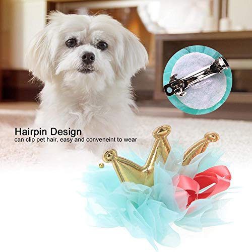 Pssopp Corona para Mascotas con Forma de Pinza de Pelo para Perros y Gatos Corona de Encaje Horquilla Adorable Cachorro Accesorios para el Cabello para el Festival de la Fiesta