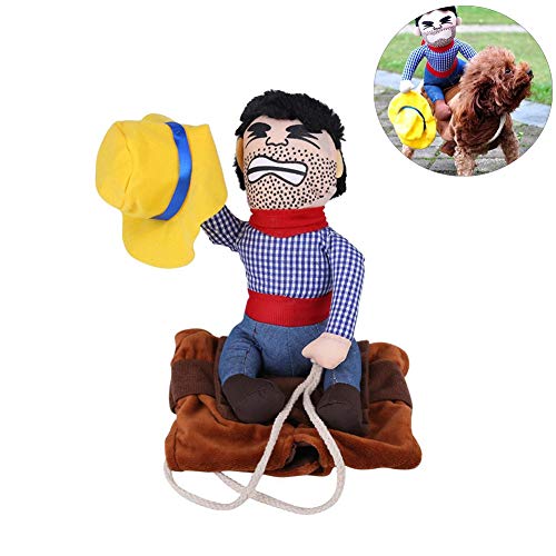 Pssopp Disfraz de Perro Jinete de Vaquero, Disfraz de Vaquero para Mascotas Chaleco de Gatos de Perro de Halloween Chaleco Divertido de Caballero Cosplay para Fiesta de cumpleaños Traje de Fiesta(M)