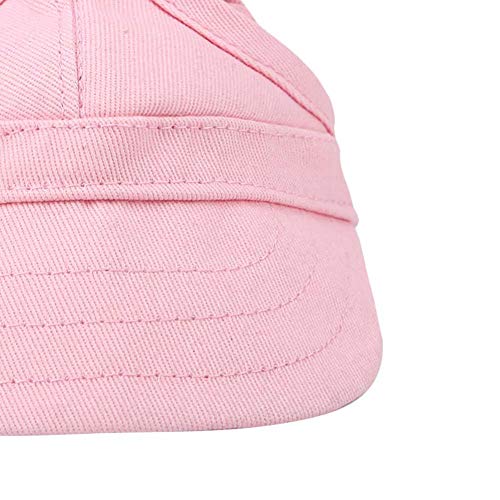 Pssopp Gorra Perro Mascota Deportes Gorra de béisbol Gorra de béisbol Mascota Gorra Exterior Sunbonnet Gorra de Sol de Moda Raya Ajustable Sombrero de Viaje de Verano con Orificios (S-Rosado)