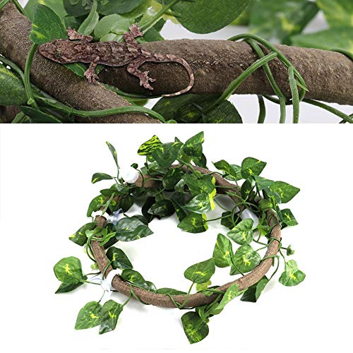 Pssopp Reptile Vines 3.28ft Flexible Reptile Climbing Branch Jungle Terrarium Rattan Anfibio Hábitat Decoración con ventosas y Hojas para Escalar(#2)