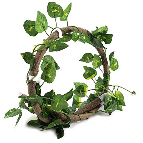 Pssopp Reptile Vines 3.28ft Flexible Reptile Climbing Branch Jungle Terrarium Rattan Anfibio Hábitat Decoración con ventosas y Hojas para Escalar(#2)