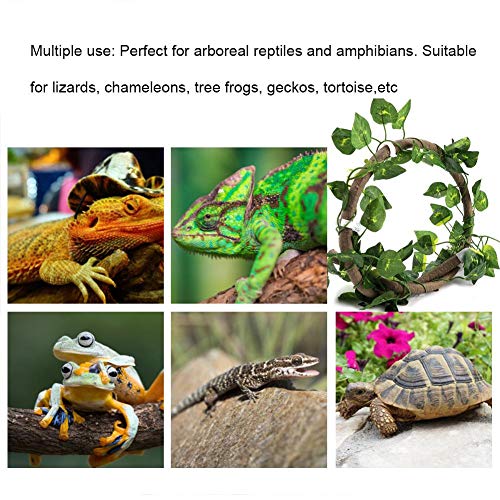 Pssopp Reptile Vines 3.28ft Flexible Reptile Climbing Branch Jungle Terrarium Rattan Anfibio Hábitat Decoración con ventosas y Hojas para Escalar(#2)