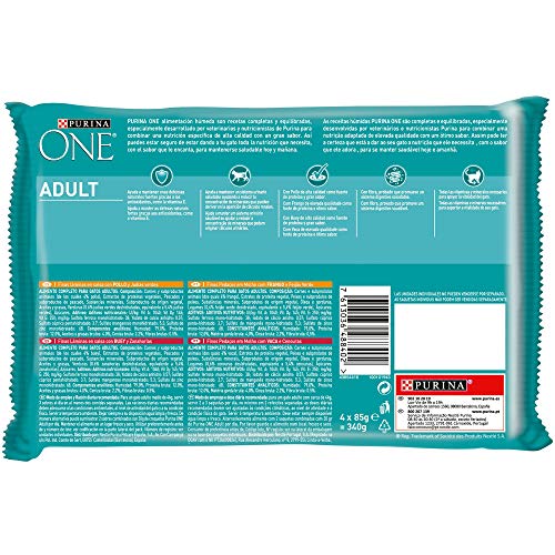 Purina ONE comida húmeda para gato adulto filetes en salsa con pollo 12 x [4 x 85 g]