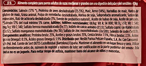 Purina One Medium/Maxi > 10 kg Croquetas para Perro, 4 Bolsas de 2,5 kg Cada una