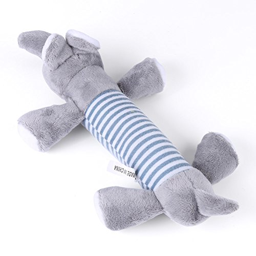 Qiterr Juguete para Mascotas, 3 Diferentes Tipos de Formas de Animales Puppy Chew Squeaky Plush Sound para Regalo (Elephant)