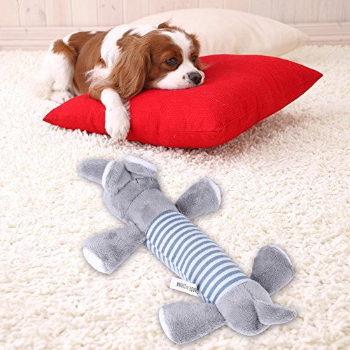 Qiterr Juguete para Mascotas, 3 Diferentes Tipos de Formas de Animales Puppy Chew Squeaky Plush Sound para Regalo (Elephant)