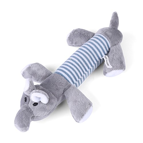 Qiterr Juguete para Mascotas, 3 Diferentes Tipos de Formas de Animales Puppy Chew Squeaky Plush Sound para Regalo (Elephant)