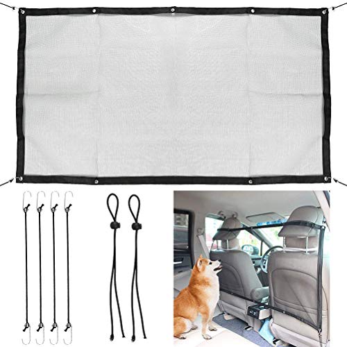 QLOUNI Vallas de Coche para Perros Universal Protector de Seguridad con Ganchos y Cordones 113 x 61cm