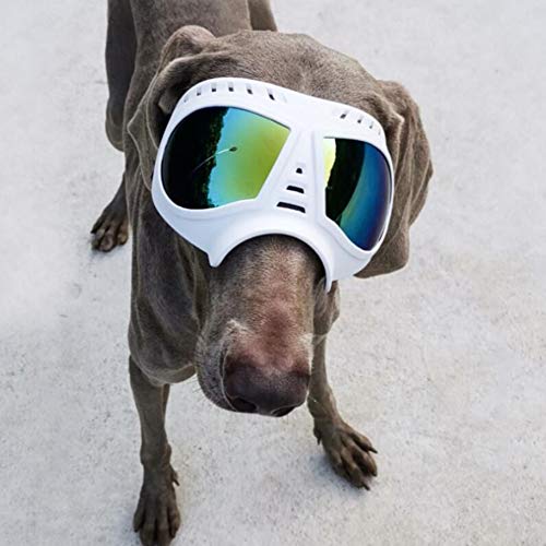 QNMM Gafas para Perros - Protección UV A Prueba de Viento Gafas para Mascotas a Prueba de Nieve, Marco Suave, Correas Elásticas Ajustables - para Perros Medianos Y Grandes