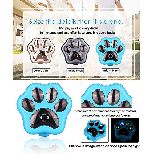 Qyoung Collar rastreador GPS Inteligente para Perro, Gato, Impermeable, localizador de Mascotas antipérdida, con luz LED Intermitente Inteligente y función de Alarma de Geo-Vale, sin cuotas mensuales