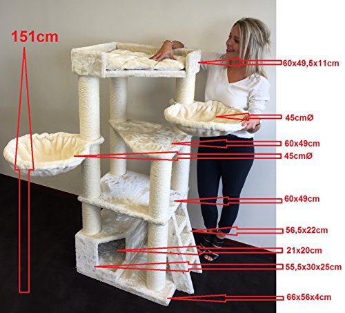 Rascador para gatos grandes Corner Crema arbol xxl maine coon gato gigante sisal muebles sofa casa escalador casita torre Árboles rascadores cama cueva repuesto medianos