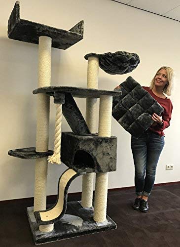 Rascador para gatos grandes Kilimandjaro de Luxe Gris oscuro baratos arbol xxl maine coon gato gigante sisal muebles sofa casa escalador casita torre Árboles rascadores cama cueva repuesto medianos