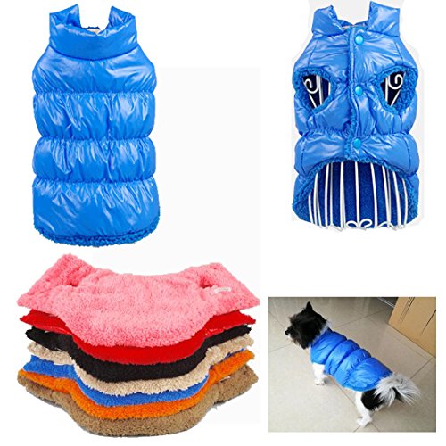 RC GearPro Forro Polar Forrado cálido Perro Chaqueta Cozy Impermeable a Prueba de Viento Chaleco del Perrito Abrigo de Invierno Ropa para Perros para Perros pequeños medianos Grandes (Blue, S)