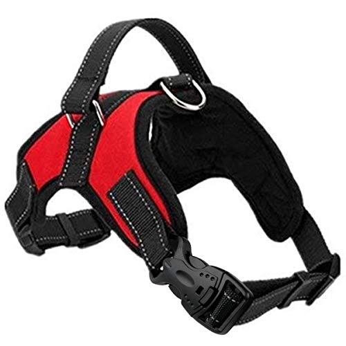 RCruning-EU Perros Pecho de Arnés Mascotas Reflectante Antitranspirante Acolchado Dog Vest Harness Ajustable Arnes Seguridad Chaleco Cabestro para Ejercicio de Caminar Formación Corriendo-Red-L