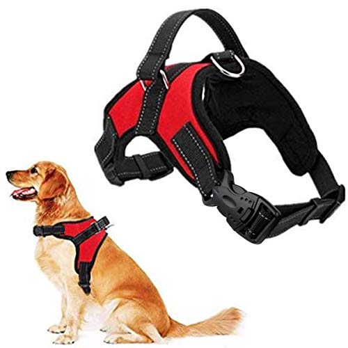 RCruning-EU Perros Pecho de Arnés Mascotas Reflectante Antitranspirante Acolchado Dog Vest Harness Ajustable Arnes Seguridad Chaleco Cabestro para Ejercicio de Caminar Formación Corriendo-Red-L