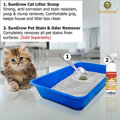 Recogedor de Arena para Gatos Anti Desparrame – 2 minutos para limpiar una caja de arena --- Tamizado fácil con lados anti desparrame -- Acero inoxidable de grado industrial indestructible