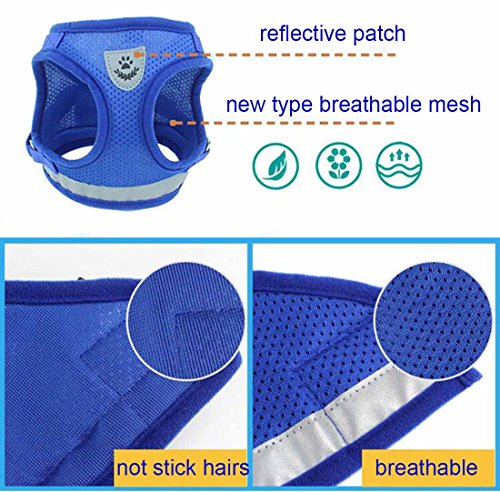 reflectantes Air Mesh Ganz Tags arnés del perro Sport Vest Vajilla ajustable para pequeño Medianas Perros transpirable Harness mascotas Pecho geschirre con 2 m perro Cuerda Cuerda para Pet Leash