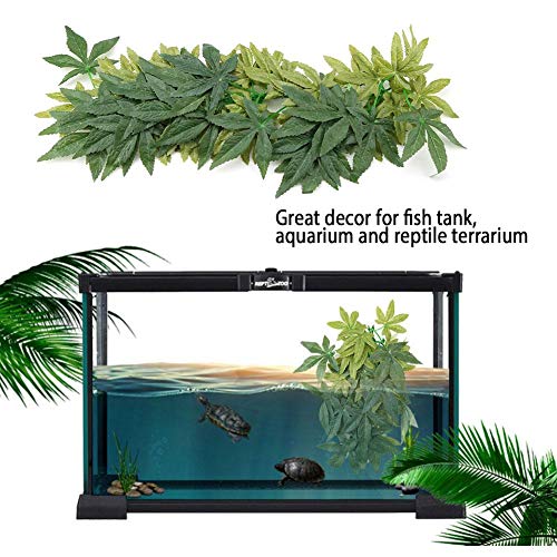 Reptiles Artificial Vine Plástico Falso Hojas Colgantes Verde Simulación Planta Reptil Terrario Hábitat Decoración Acuario Adorno de Tanque de Peces con un lechón(3#)