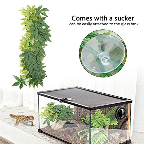 Reptiles Artificial Vine Plástico Falso Hojas Colgantes Verde Simulación Planta Reptil Terrario Hábitat Decoración Acuario Adorno de Tanque de Peces con un lechón(3#)