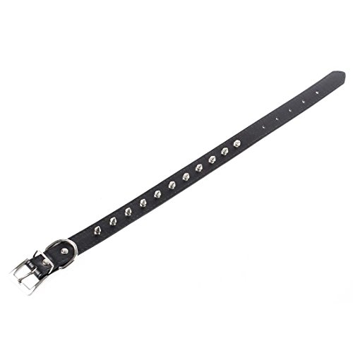 RETYLY Collar Cuero PU Polipiel Espina Pinchos Punky Ajustable para Perro Negro