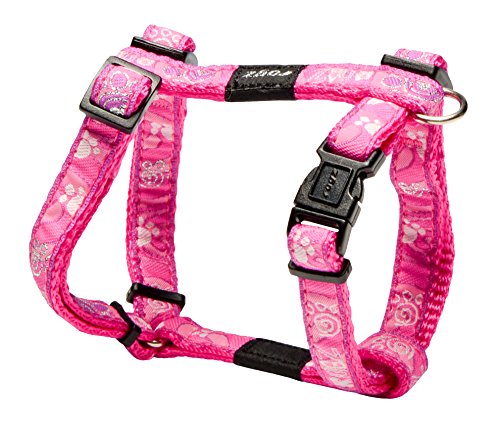 Rogz Disfraz pequeño de 3/8 "Jellybean Ajustable Fashion Diseño de Pata de Perro h-Harness, Rosa