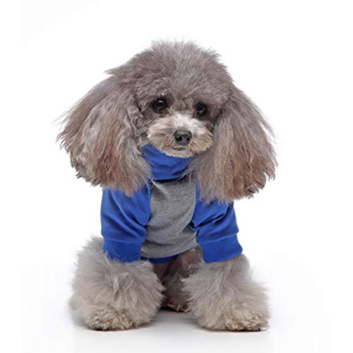 Roofeel - Pijama a rayas para perros de talla pequeña, algodón puppy, chándal con sudaderas Outfits Cosy Soft Leisure Pet Cat Doggy Apparel azul L