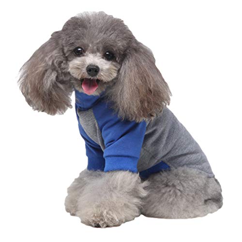 Roofeel - Pijama a rayas para perros de talla pequeña, algodón puppy, chándal con sudaderas Outfits Cosy Soft Leisure Pet Cat Doggy Apparel azul L