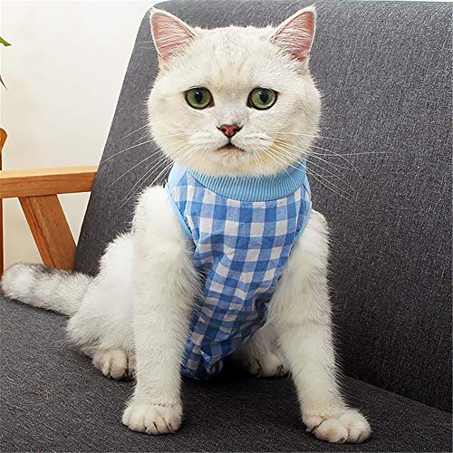 Ropa para Gatos Pequeños Camisetas para Perros Chaleco para Perro después de la cirugía Perro quirúrgico Chaleco Gato recuperación Traje Blue,L