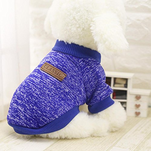 Ropa para MascotasSuéter de Perro Mascota 2018 Abrigo Punto Ropa Chaleco Chaqueta para Mascotas (Azul Oscuro, S)