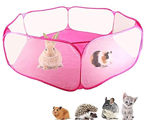 Ruiqas Jaula de Carpa para Animales pequeños Descubierta para hámsters, Chinchillas y cobayas, Cerca para Animales pequeños, Carpa portátil y Transpirable, 2 Colores Opcionales