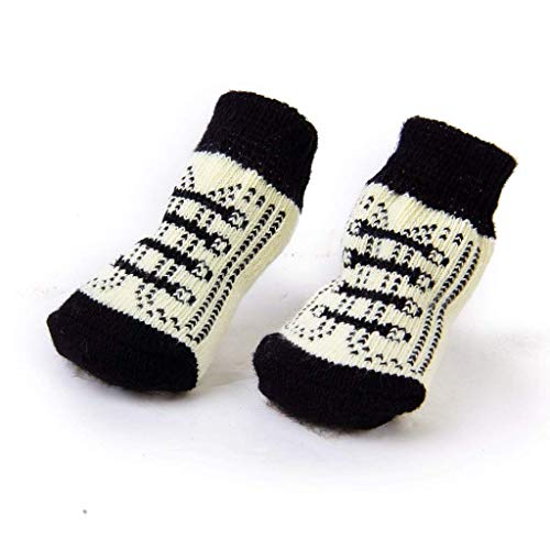 Runfon - Calcetines antideslizantes con diseño de cordones para perro pequeño, diseño de huellas dactilares