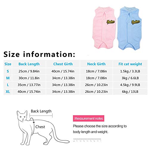 Rysmliuhan Shop Ropa para Gatos Pequeños Traje De Recuperación para Gatos Traje quirúrgico para Perro después de castrar Ropa de Gato Solo para Gatos Blue,l