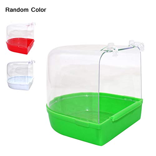 Sahgsa Baño para pájaros Accesorios para jaulas de pájaros para Mascotas 1 Pieza baño Transparente para pájaros para pinzones, Canario, Loro, Color Aleatorio