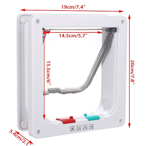 Sailnovo Puerta para Gato con Cierre magnético de 4 vías, Puerta para Mascotas para Gatos y Perros pequeños, Puerta para Gatos con túnel, M Blanco 16 x 15.7 x 5.5 cm