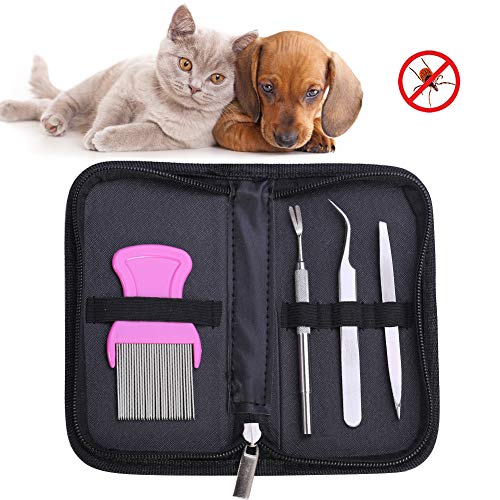 SCOBUTY Pinza Garrapatas, Herramientas de Eliminación de Garrapatas, Pinzas para garrapatas para Perro/Gato/Hombre en Set de 4 Premium Tick Remover + Caja de Almacenamiento