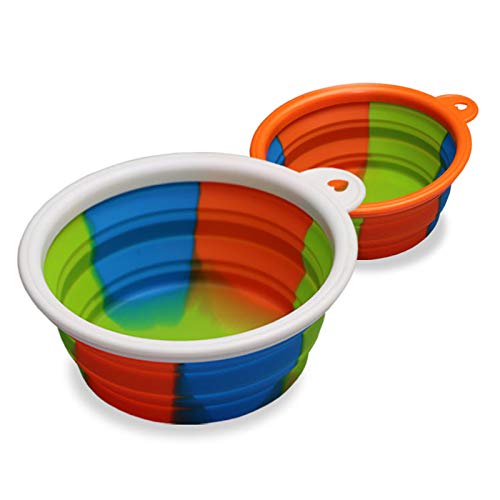 Scrox 1x Cuenco de Perro Gato Alimentos Bowl Camuflaje Comedero para Bebedero Portátil Plegable de Viaje Cuenco Recipiente Plato Silicona Frisbee para Perros