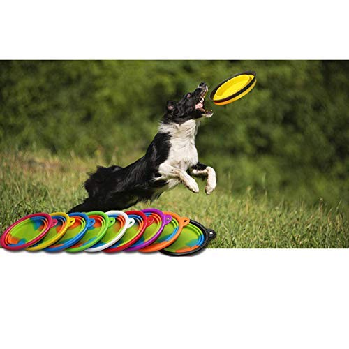 Scrox 1x Cuenco de Perro Gato Alimentos Bowl Camuflaje Comedero para Bebedero Portátil Plegable de Viaje Cuenco Recipiente Plato Silicona Frisbee para Perros