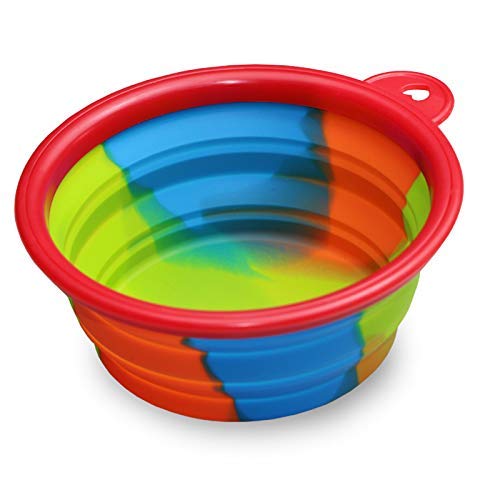 Scrox 1x Cuenco de Perro Gato Alimentos Bowl Camuflaje Comedero para Bebedero Portátil Plegable de Viaje Cuenco Recipiente Plato Silicona Frisbee para Perros