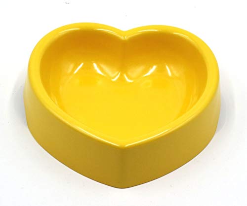 SDSQSCL Comedero Perro Gato,Espesar Anti-Deslizante A5 Material Melamina Pet Food Bowl/Recipiente De Alimentación/Tazón De Agua,Lindo Melocotón Amarillo con Forma De Corazón para Que Sea Más Fácil