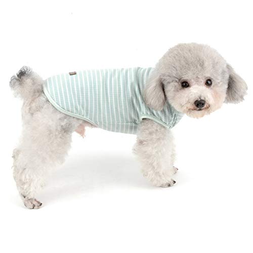 SELMAI Camisetas para Perros Pequeña Camiseta para Gatos Moda Rayas Suave Algodón Manga Corta Camiseta sin Mangas para Niñas Niños Cachorro Yorkshire Terrier Chihuahua Ropa Primavera Verano Verde S