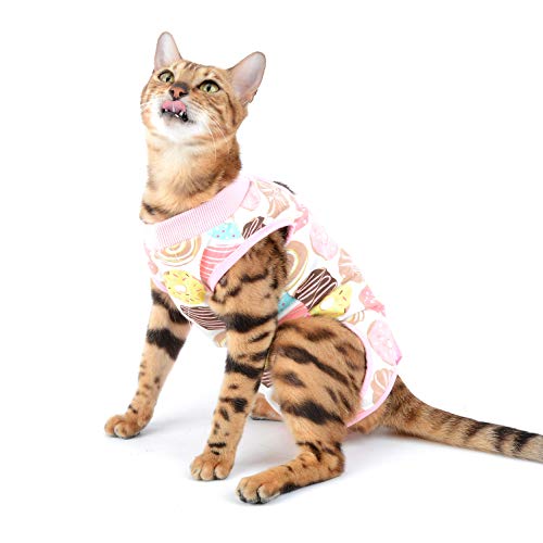 SELMAI Traje de Recuperación Quirúrgica para Gato y Perros de Mascota Camiseta de Médico para Cirugía Conos E Alternativos para Enfermedades De La Piel Heridas Anti Lamiendo, Rosado M