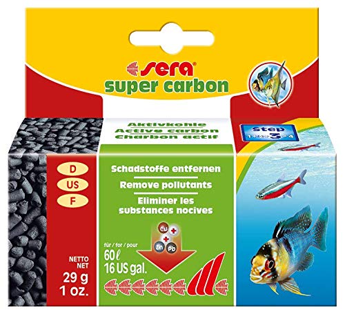 Sera Super Carbon Premium carbón Activo o Filtro de carbón para Acuario Ayuda inmediata en Caso de intoxicación aguda y Elimina contaminantes y decoloraciones