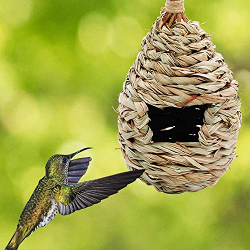 shangji Casa de pájaros Paja Tejida a Mano Nido de Pájaros Jardín Decoración Colgante para Loro Canario Otras Aves