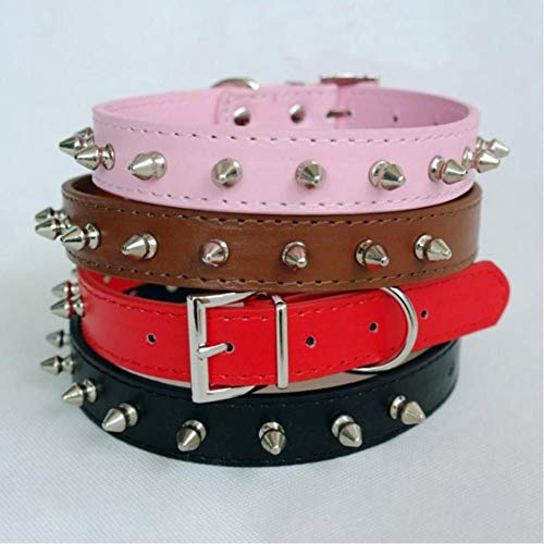 SHDSHD Collar de Perro Color Caramelo Caramelo Remache de Cuero con Clavos Collar de Incrustaciones