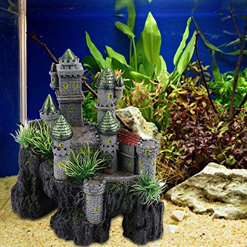 Sheens Decoración del Acuario Resina de simulación Castillo Europeo para Decoraciones temáticas Pecera Plantas acuáticas Accesorios