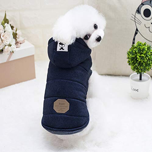 ShuoBeiter Ropa para Mascotas Cachorro Abrigo de algodón Chaqueta Ropa para Perros Otoño Invierno Ropa cálida Disfraces para Mascotas Gato Dogs Clothes (M, Azul)