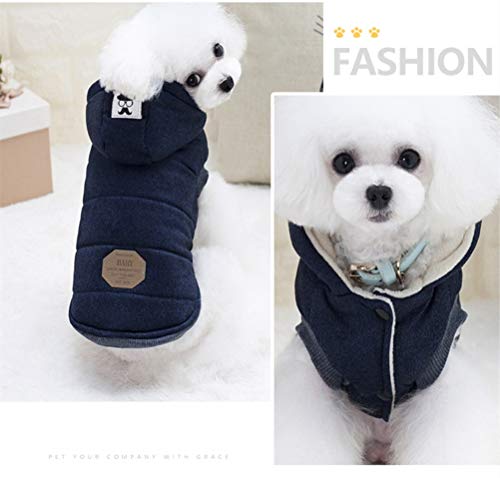 ShuoBeiter Ropa para Mascotas Cachorro Abrigo de algodón Chaqueta Ropa para Perros Otoño Invierno Ropa cálida Disfraces para Mascotas Gato Dogs Clothes (M, Azul)