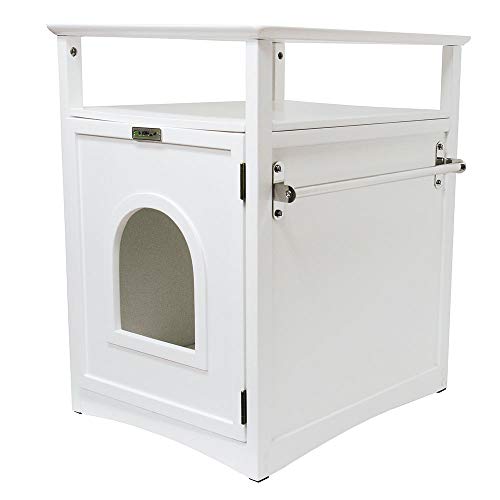 Simply Loo - Casa para Gatos para Aseo de Gatos, Mueble de baño para el arenero de Gatos, con Mesa y Estante